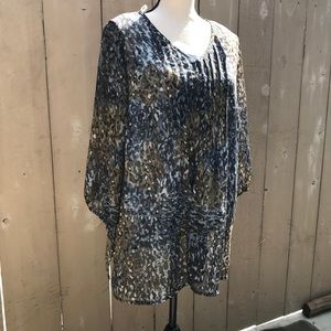 Liz Claiborne Sheer Blouse W/Tank 3/4 Sleeve Sz 1X